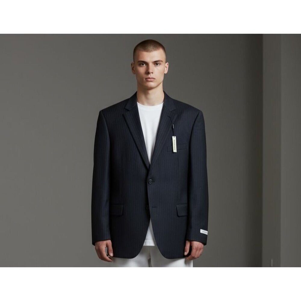 Ponto Uomo Charcoal Gray Pinstripe 100% Wool Mens Suit Jacket Blazer 54R NWT